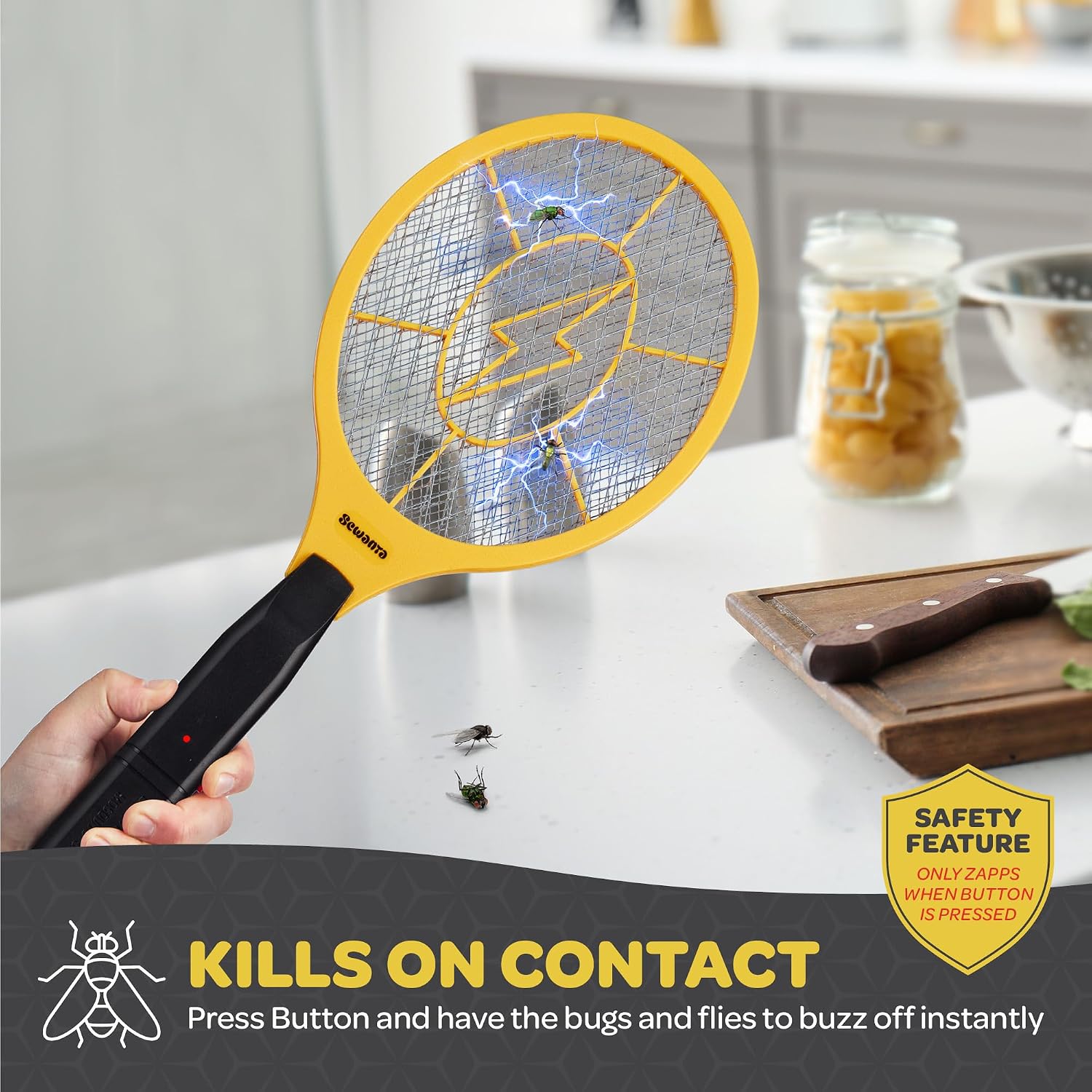 Electric Fly Swatter [Set of 2] Handheld Bug Zapper Racket for Indoor/Outdoor - Powerfull 1500 Volt Instant Flies/Bug