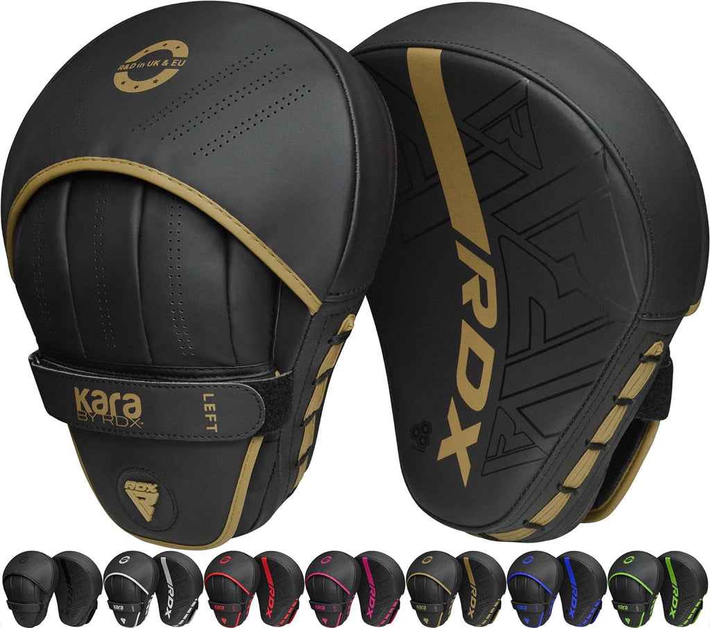 Boxing Pads Curved Focus Mitts, Maya Hide Leather Kara Hook and jab Training Pads, Adjustable Strap Ventilated, MMA