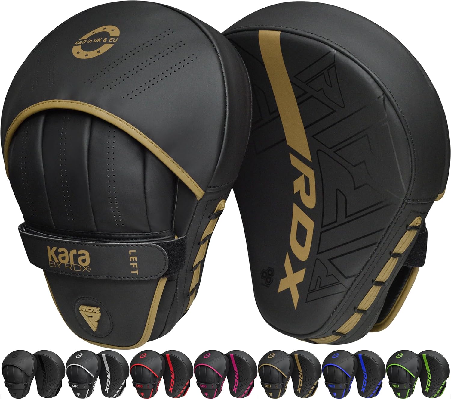 Boxing Pads Curved Focus Mitts, Maya Hide Leather Kara Hook and jab Training Pads, Adjustable Strap Ventilated, MMA