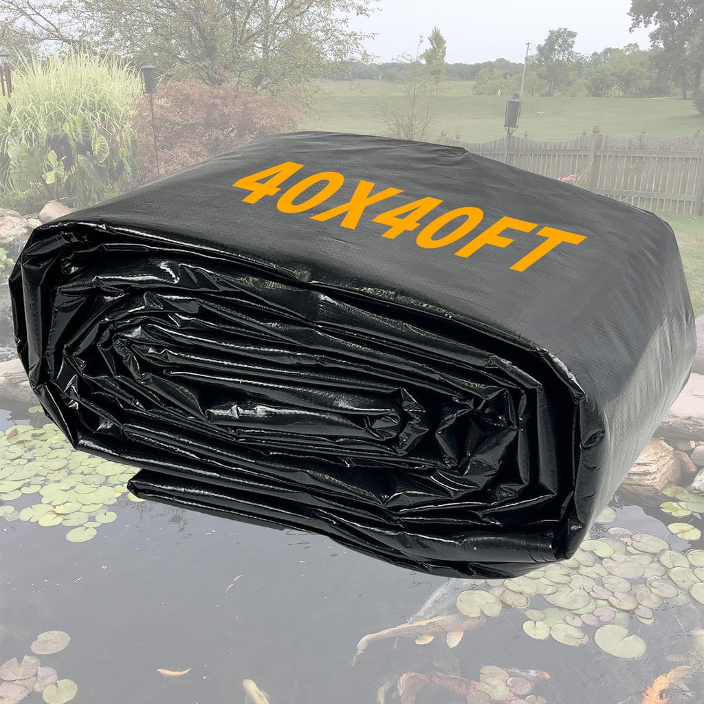 40X40FT Reinforced PE Pond Liner for Fish, Duck Outdoor Ponds(0.82oz/sq ft)
