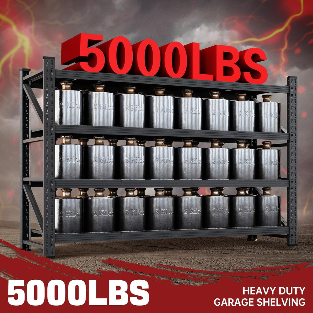 5000LBS Storage Shelves,71" W Garage Shelving Heavy Duty Metal Adjustable Garage Shelves, Shelving Units Industrial