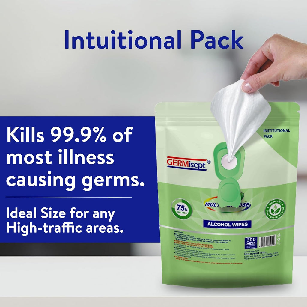 [Bulk 1200-Count] Hand Sanitizing Wipes - (300 Count x 4 Pouch) Keeping It Clean - 75% Alcohol Wipes In Easy