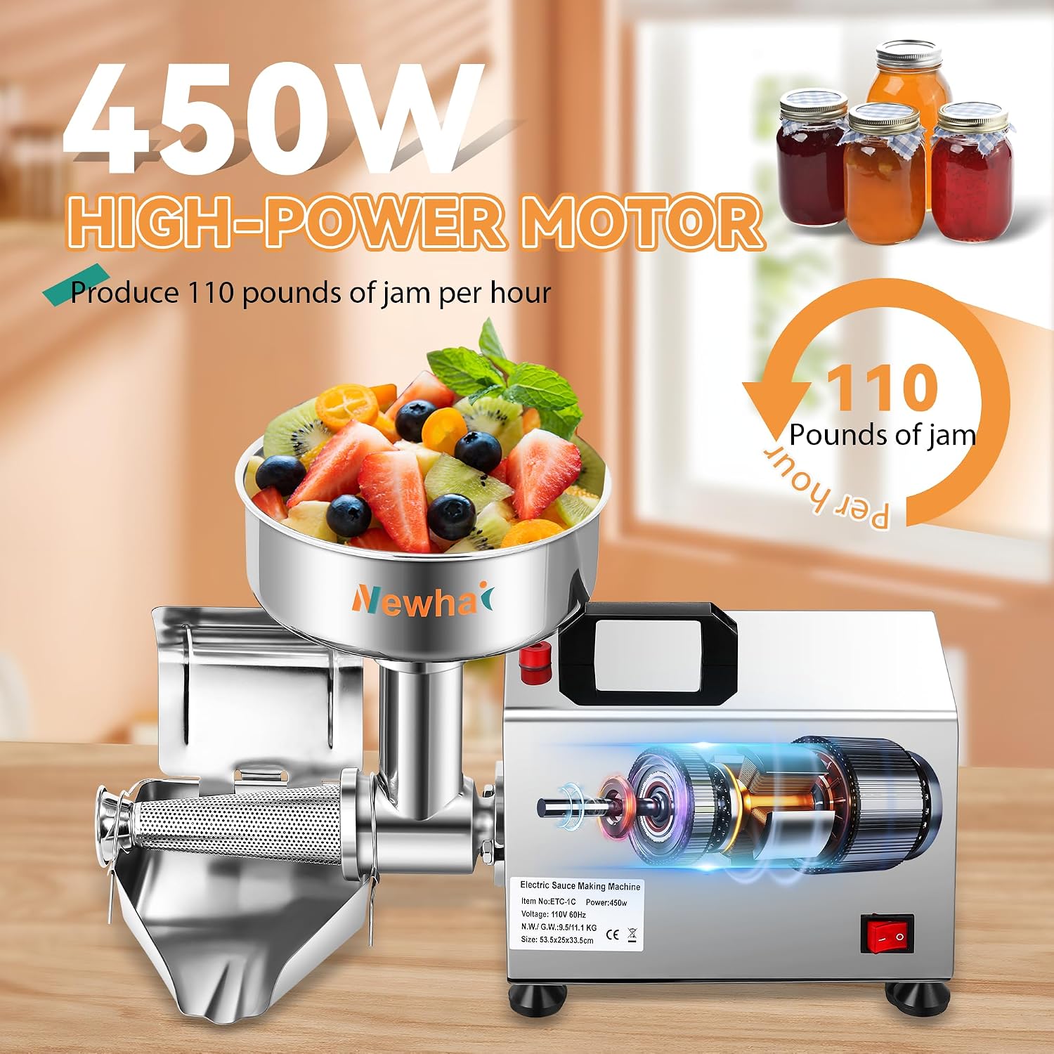 Electric Tomato Strainer, Commercial Milling Machine Sauce Maker