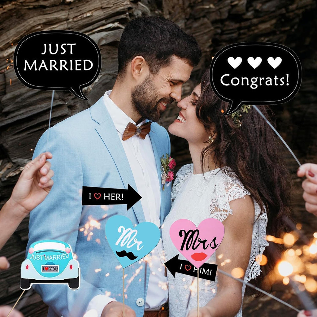 52pcs Wedding Photo Booth Props for Bridal Shower & Engagement Party