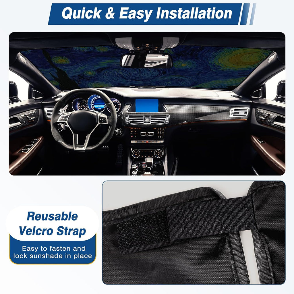 Car Windshield Sun Shade, Foldable Front Window Sunshade Blocks UV Rays, Keep Car Interior Cool, Universal Fit for