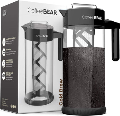 – Cold Brew Coffee Maker and Iced Tea Brewer, Large 1.3L (44oz) Borosilicate Glass Pitcher with Reusable Mesh Filter