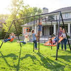 Swing Sets for Backyard with Monkey Bars, Belt Swing, Platform Swing, Climbing Net, Trapeze Bar, Outdoor Playset for
