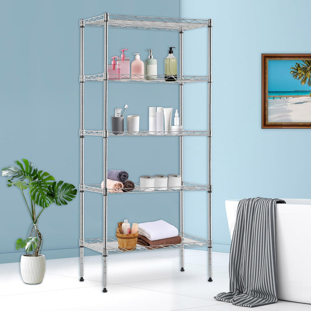 5-Tier Wire Shelf | 22" x 12" x 48" | Chrome