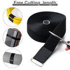 2" x16Ft Hook and Loop Straps with 12 Metal Buckles，Black
