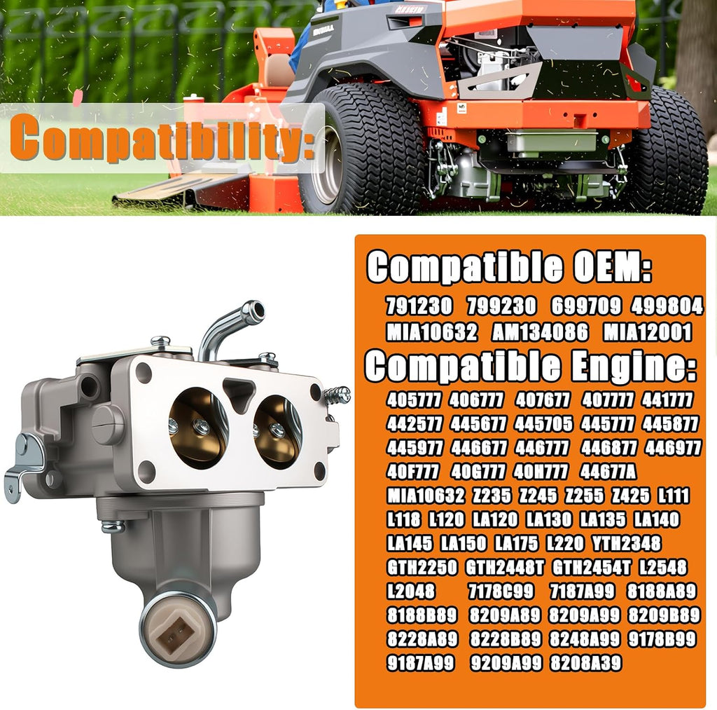 YTH24V48 Carburetor Compatible with Husqvarna YTA22V46, YTH22V46, YTH24V48, YTA24V48, YTH24V54, YTH22V46, Z246, Z254, YTH23V48, YTH2348 46" 48" Mower Engine