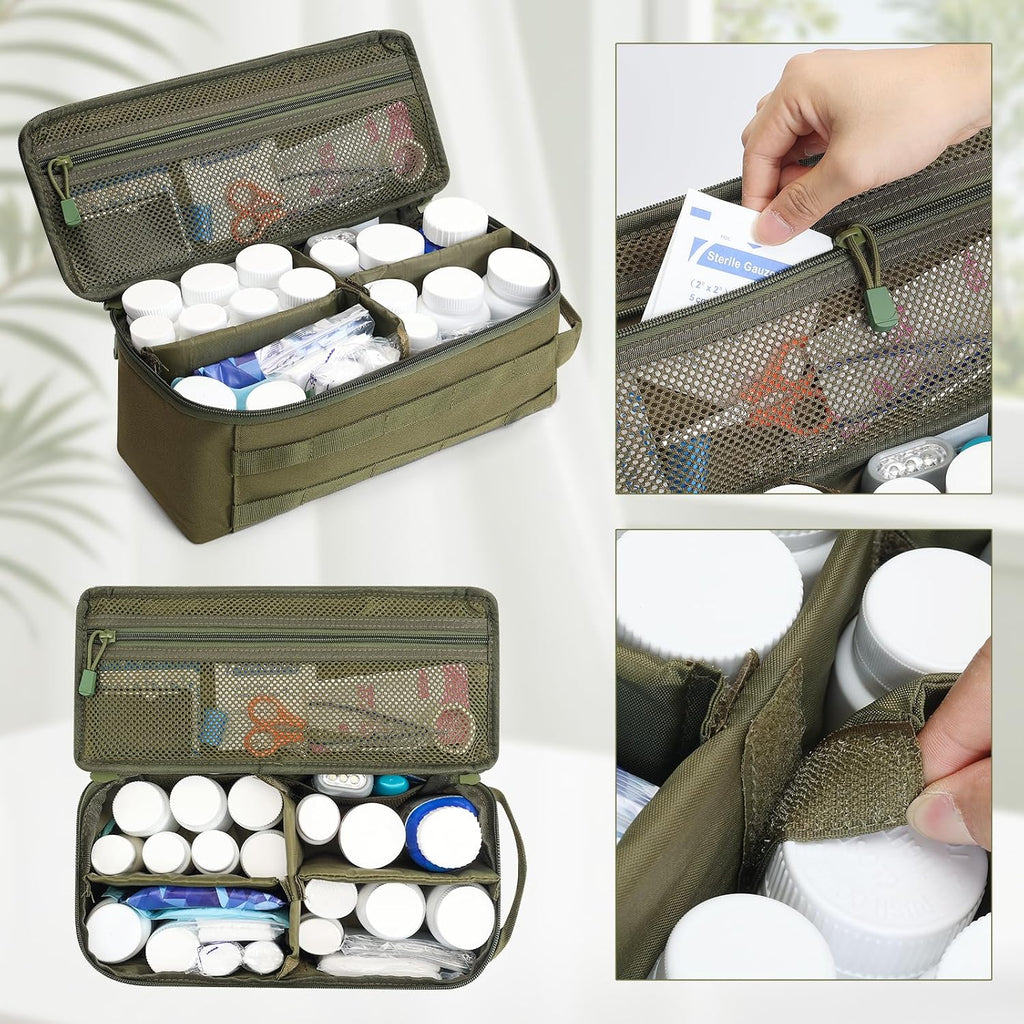 First Aid Bag Empty Pill Box Organizer,Tactical Medical Bag Case,Portable EDC Travel Medicine Pill Bottle Organizer