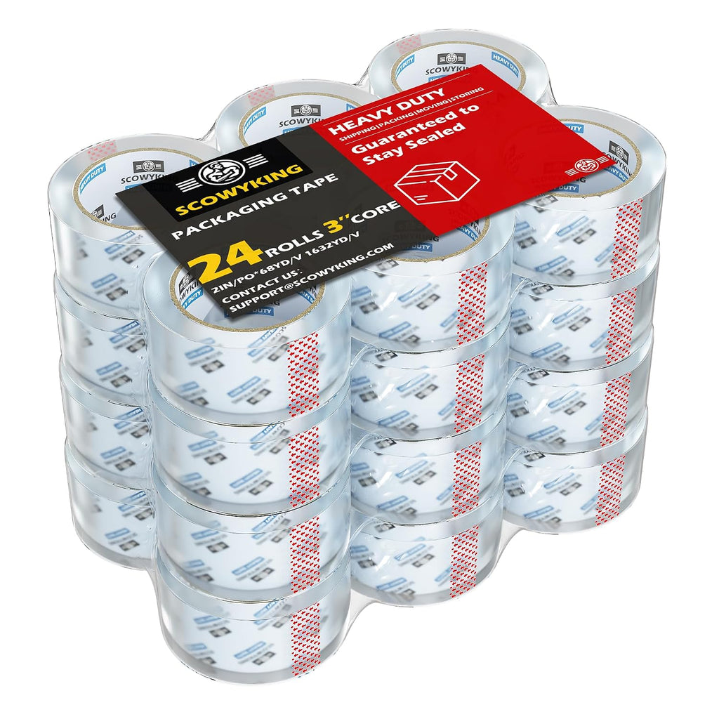Clear Packing Tape Refills Heavy Duty,24 Pack,2.7 Mil,2"×68 Yd