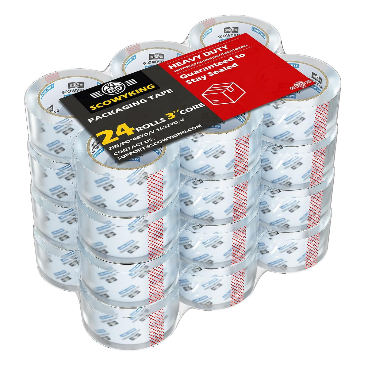Clear Packing Tape Refills Heavy Duty,24 Pack,2.7 Mil,2"×68 Yd