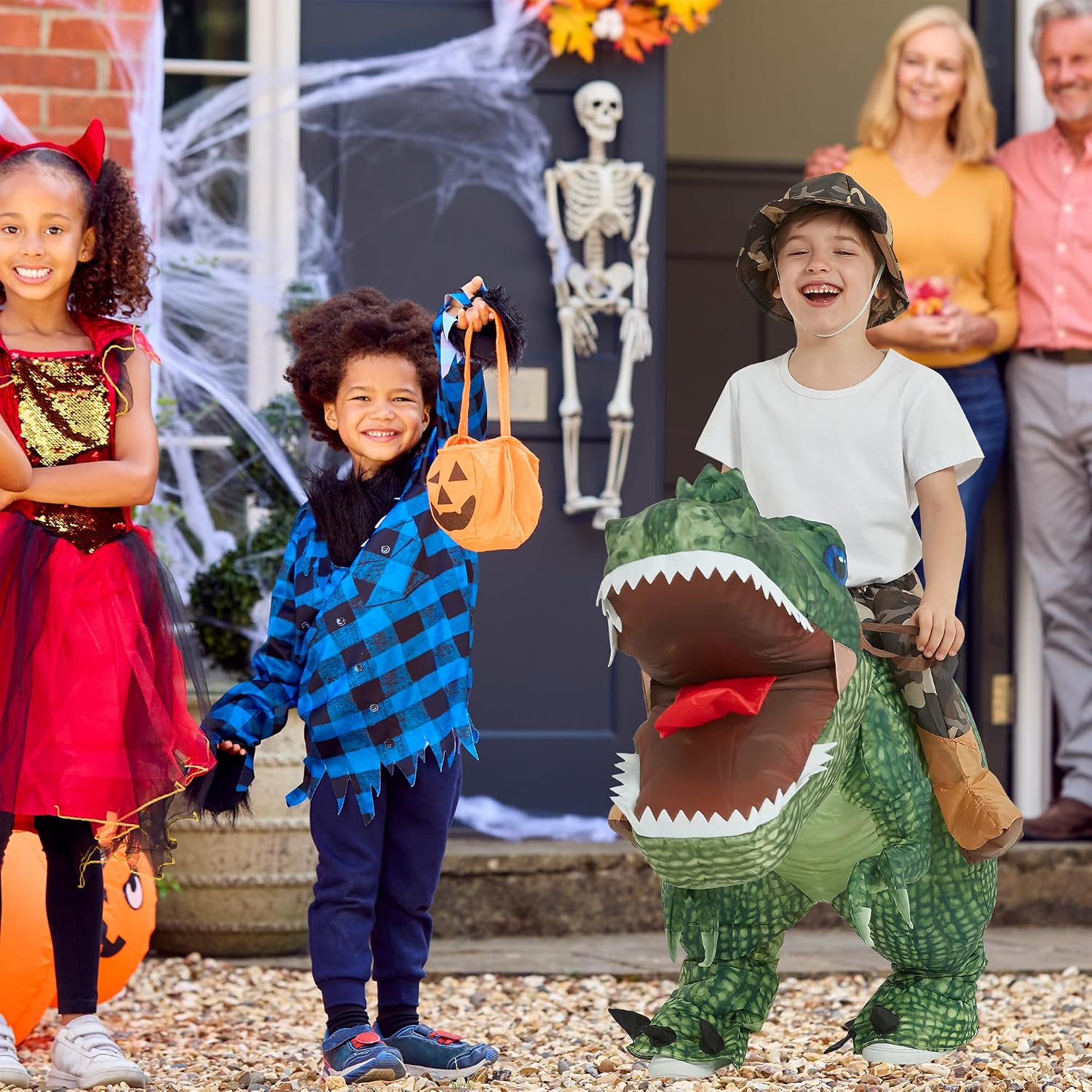 Halloween Inflatable Dinosaur Costume Kids,Blow Up T Rex Suit Boys Girls