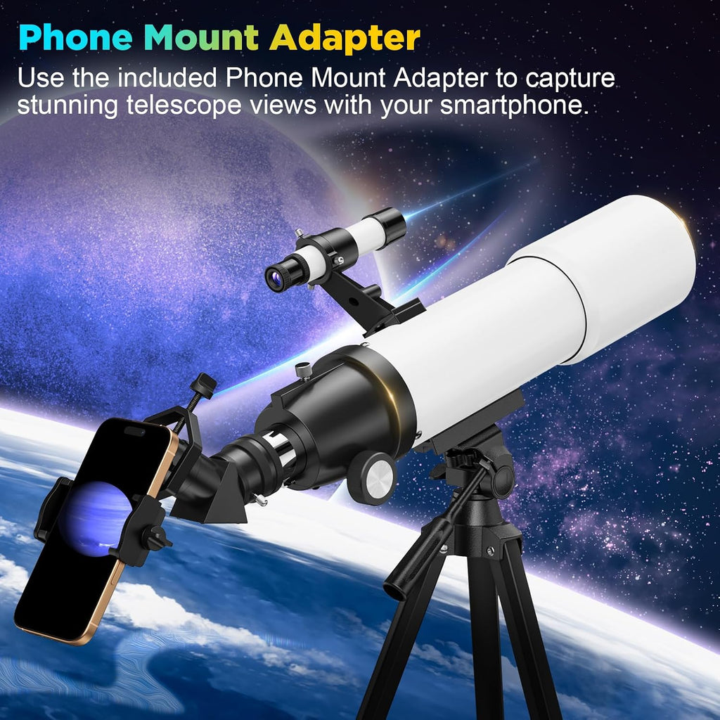 90mm Refractor Telescope for Adults & Kids: 150X Scope with 133cm Tripod | 90mm Large Aperture, Fully Multi-Coated