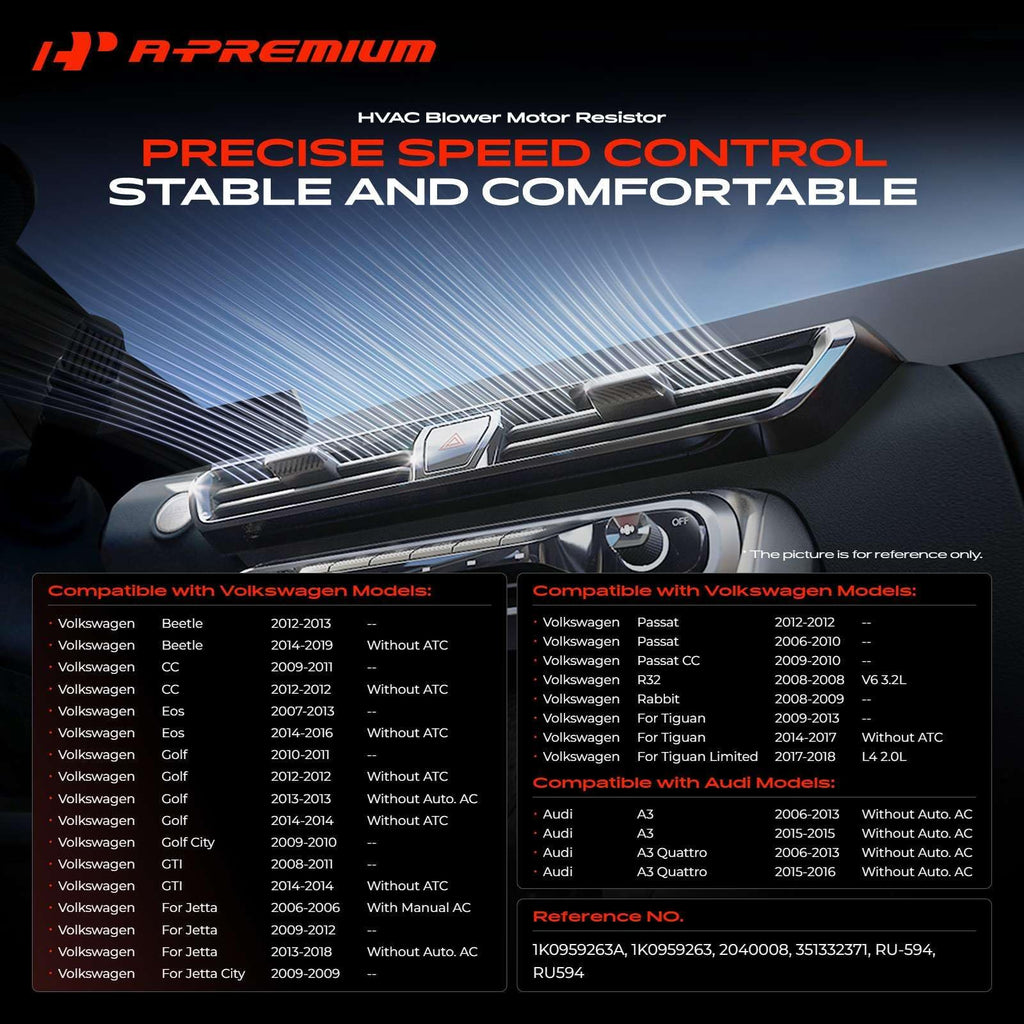 A-Premium Front HVAC Blower Motor Resistor with 4 Pins Connector