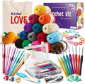Crochet Kit for Beginners Adults and Kids, Knitting & Crochet Supplies Includes 1500 Yards Assorted Yarn, 21