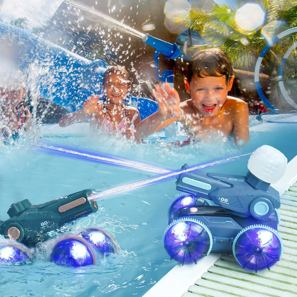 3-in-1 Remote Control Car, RC Boat & Water Gun - Amphibious RC Car for Land & Water, Adjustable Speed, Waterproof