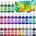 Alcohol Ink Set - 24 Vibrant Colors for Resin Art, Petri Dish Making | Epoxy Resin Painting - Concentrated
