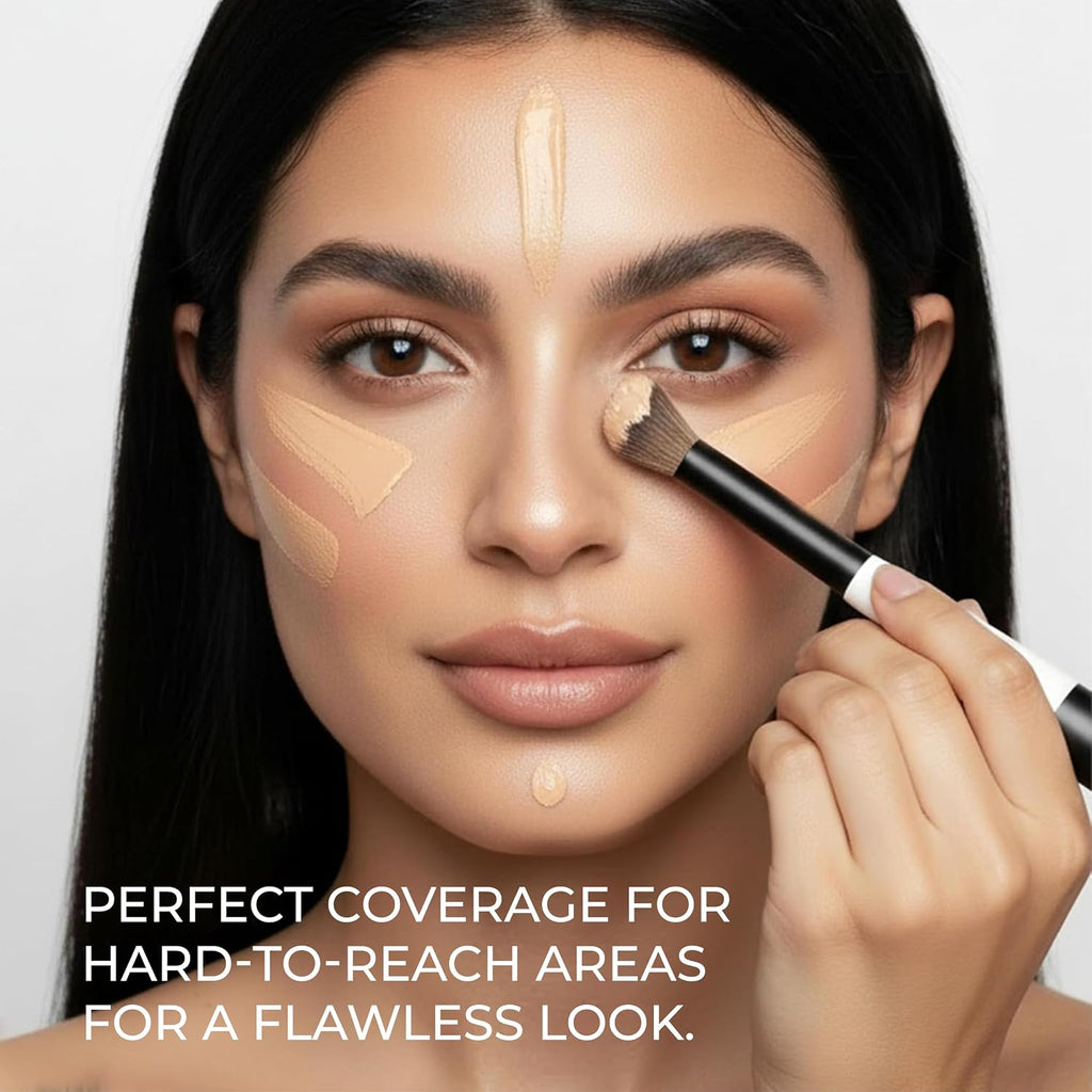 Dual Ended Makeup Brush - Blush + Concealer - Duo Angled Face Brush