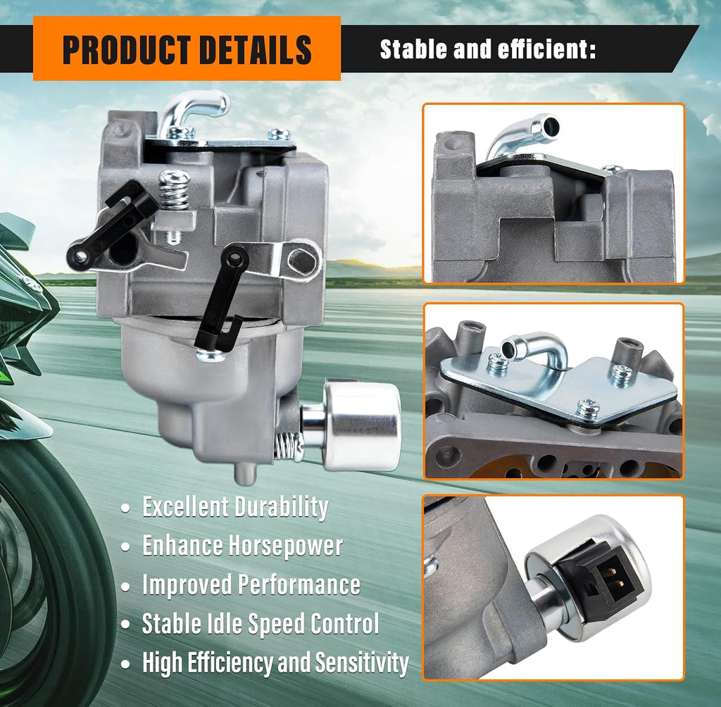 FH661V Carburetor Compatible with Kawasaki FH641V FH661V FH680V FH721V FX850V, 22 HP Engine, with 49065-0724 Oil Filter/Fuel pump,Replaces Parts 15004-1010 15004-0763 15004-7024