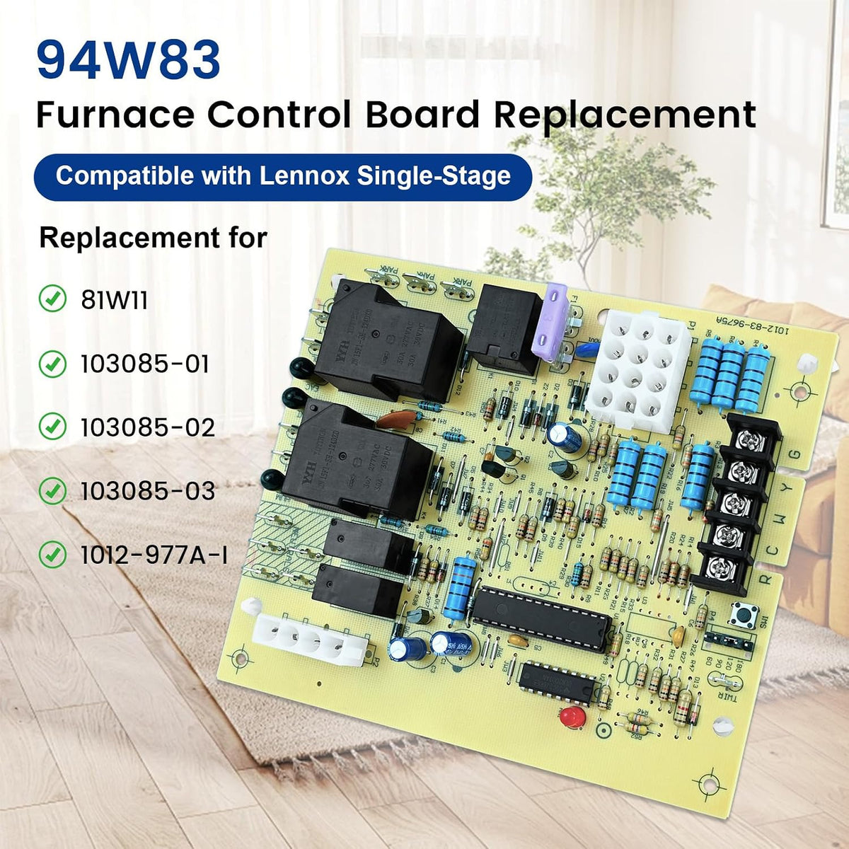 94W83 Furnace Control Board Replacement for Lennox Single-Stage Furnace