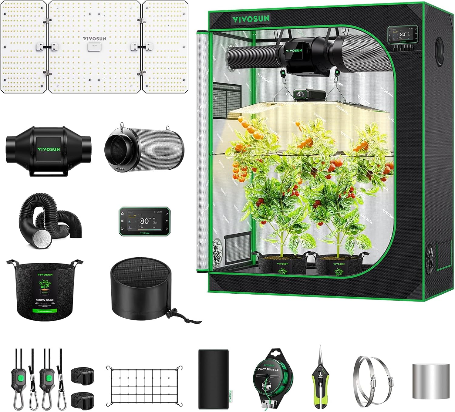 Smart Grow Tent Kit 2x4, 2-Plant WiFi-Integrated Grow System | including 200W Full Spectrum LED,Automatic Control