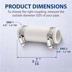 ElaraBerry 4 Pack 3/4" XL Flexible PVC Pipe Coupling with Clamp