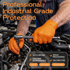 HEAVY DUTY 8 Mil Orange Nitrile Gloves, Diamond Textured Disposable Industrial Mechanic Rubber Gloves 1000PCs