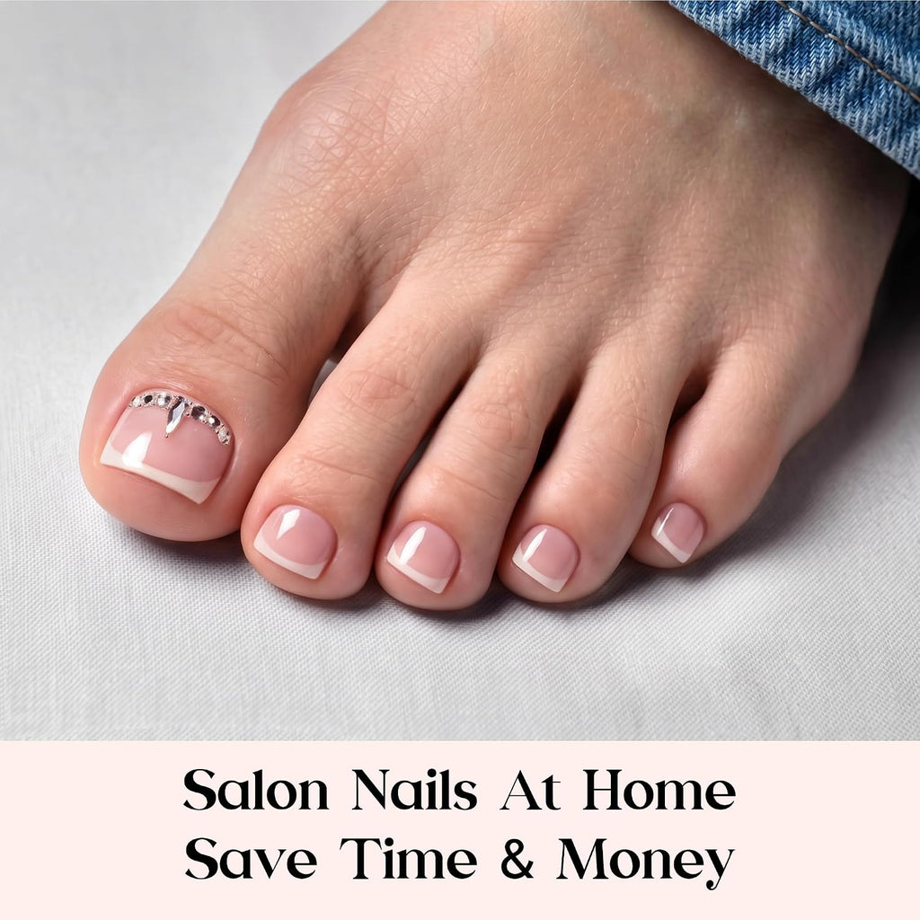 Beetles French Tip Toenails - 252 Pcs Short Square Press On ToeNails