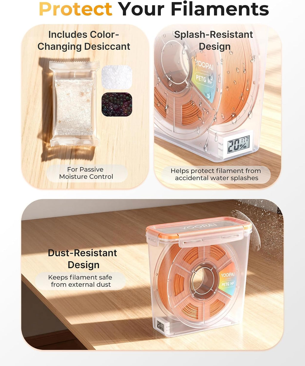 Pro Filament Storage Box with Temperature & Humidity Monitor, Airtight Filament Storage Container with Desiccant for