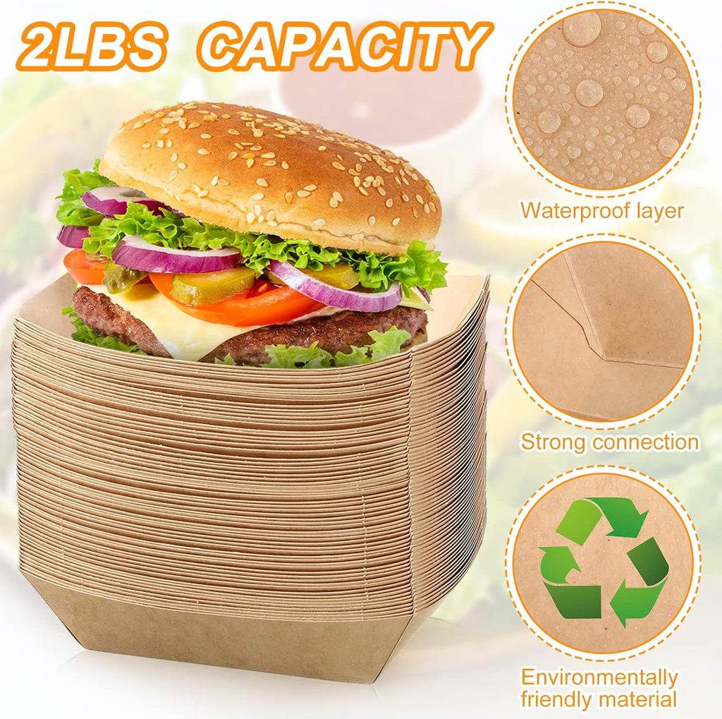 300 Pack 2 lb Paper Food Boats Trays Disposable Paper