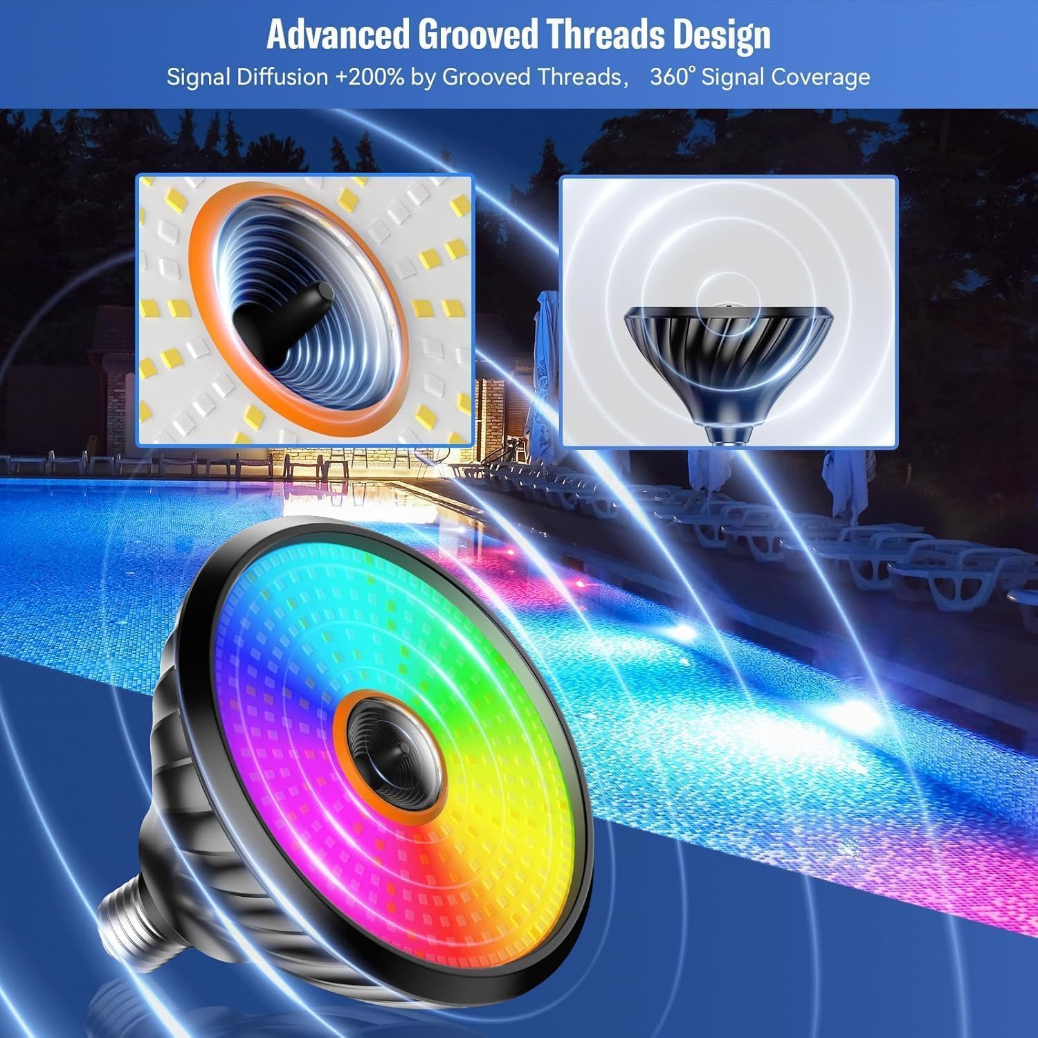 Pool Lights for Inground Pool, 120V 90W LED Smart Color Changing | Pool Light Bulb for Inground Pool Underwater Pool