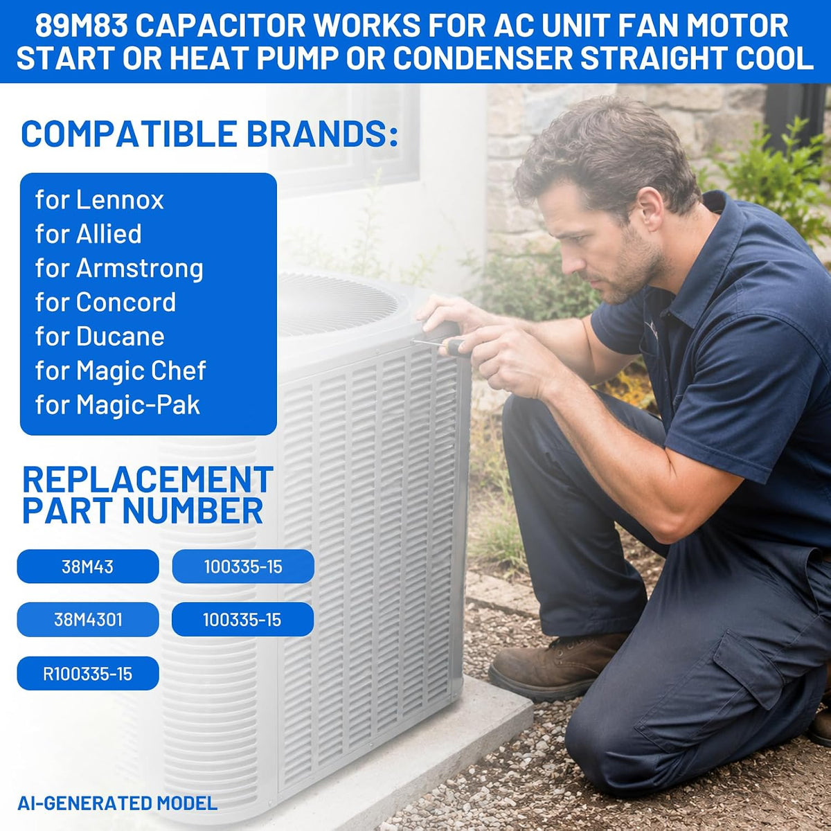100335-15 89M83 Dual Run Capacitor Replacement for Lennox 89M83