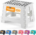 Folding Step Stool with Handle – 9 Inch Anti Slip Collapsible Stool – Holds Up to 300 lbs – Sturdy Plastic Step Stool