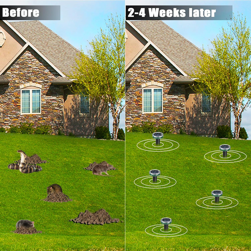 Mole Repellent Solar Powered 10 Pack Snake Repellent Ultrasonic, Groundhog Repeller,Gopher Repeller Sonic Mole