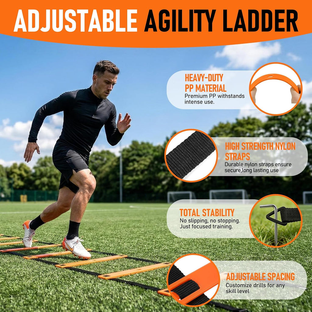 Agility Ladder,Soccer Training Equipment Set,20ft Speed Ladder,4 Agility Hurdles,Football Basketball Training
