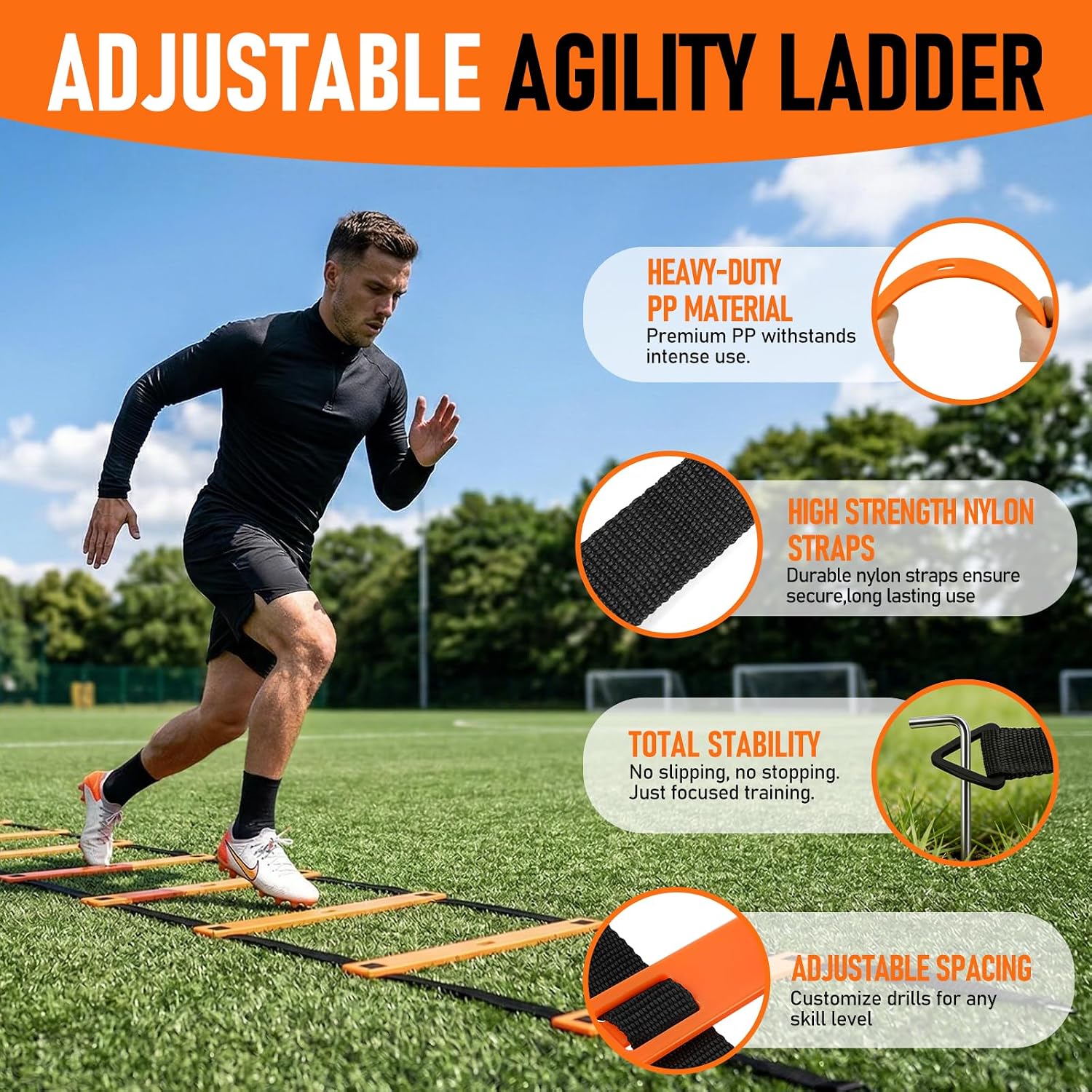 Agility Ladder,Soccer Training Equipment Set,20ft Speed Ladder,4 Agility Hurdles,Football Basketball Training