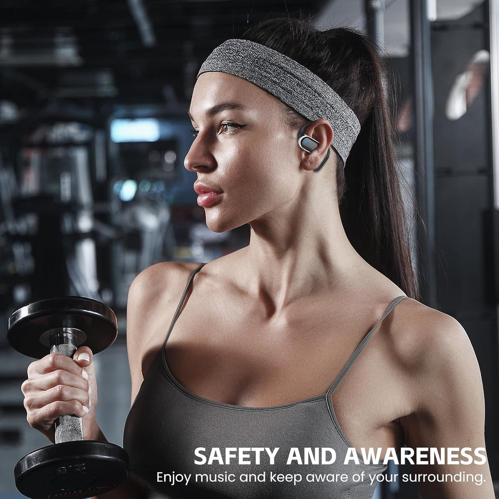 Open Ear Wireless Earbuds Bluetooth Headphones, 80H Playtime Stereo Ear Buds with ENC Noise Cancelling, Fast