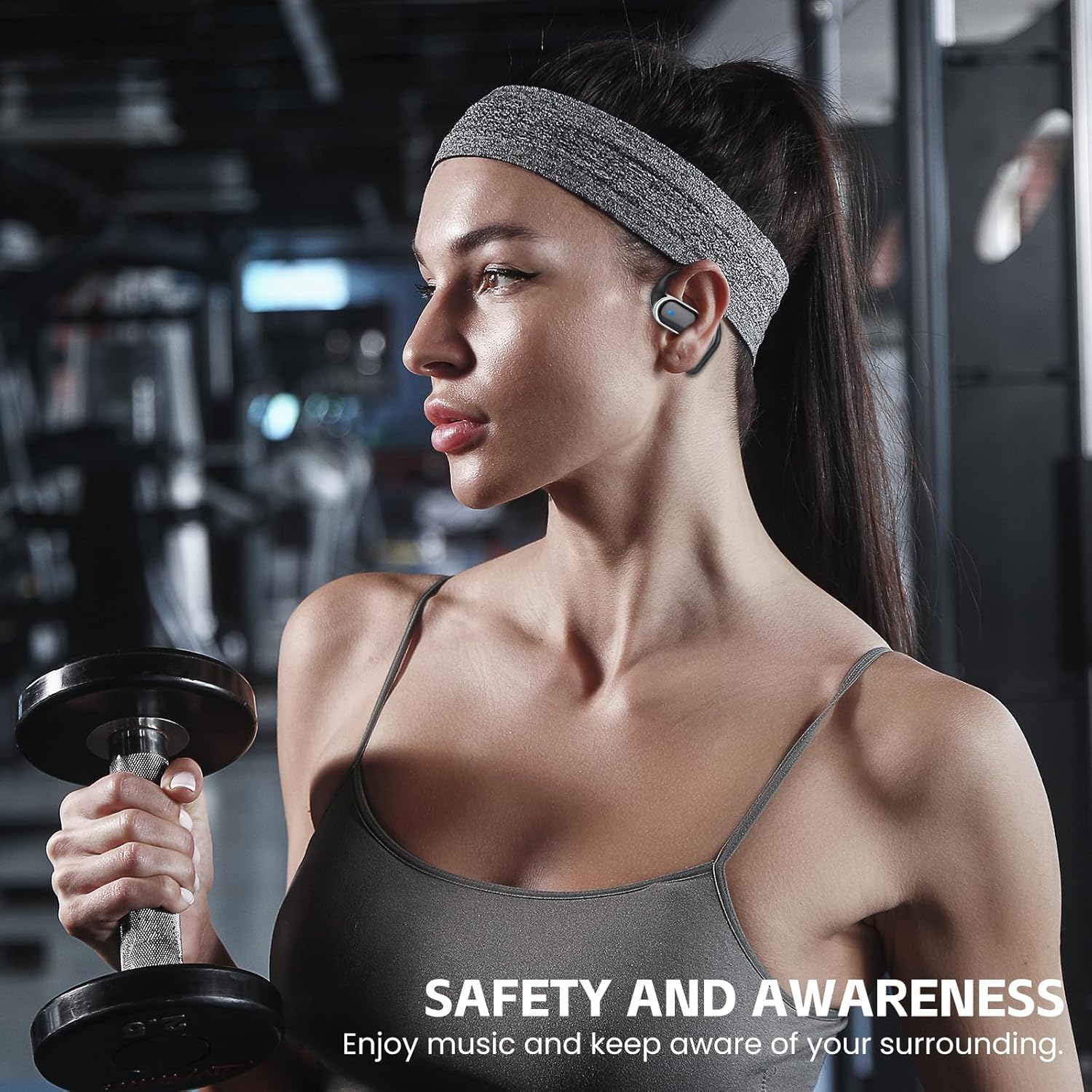 Open Ear Wireless Earbuds Bluetooth Headphones, 80H Playtime Stereo Ear Buds with ENC Noise Cancelling, Fast