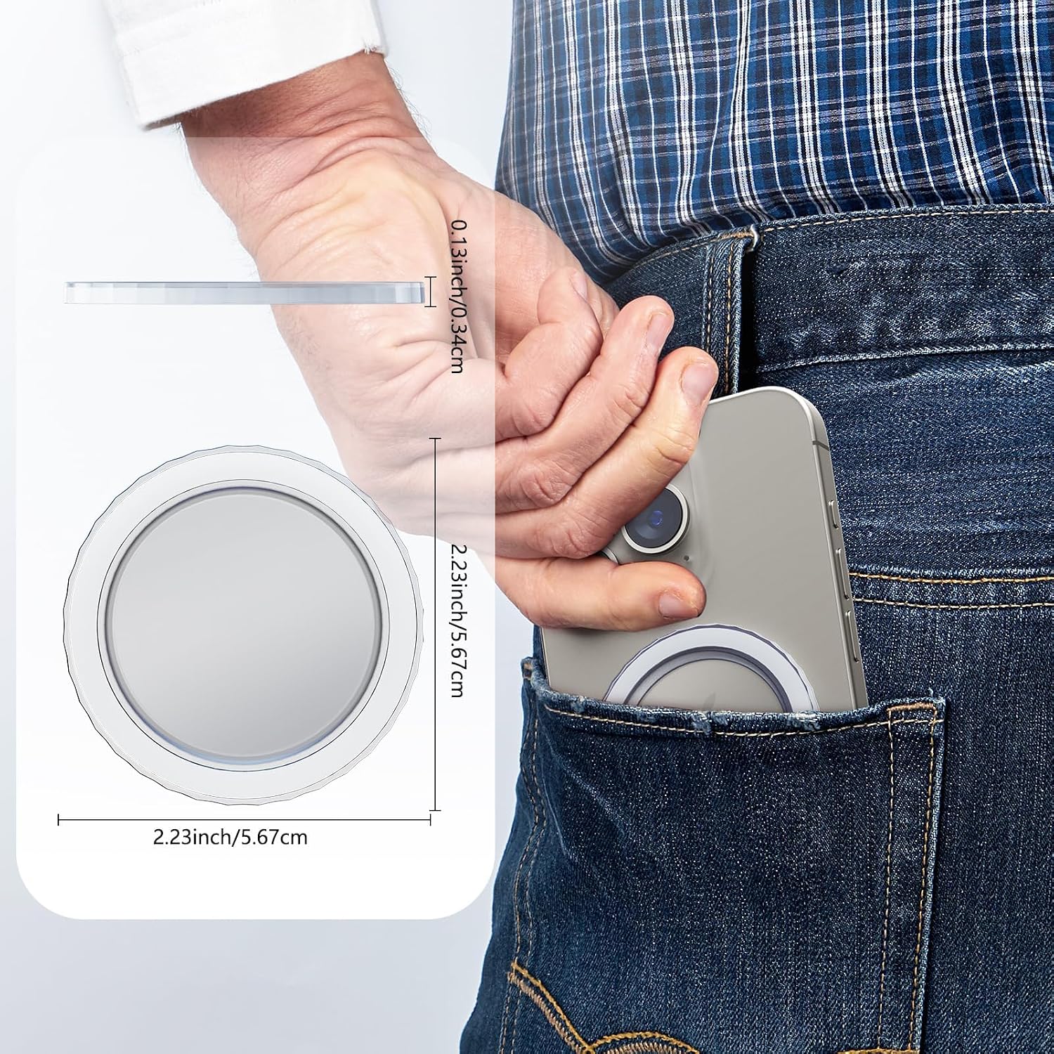 Magnetic Base Compatible with PopSocket Phone Grips and MagSafe iPhone Series Case, Removable Kindle/Phone Holder