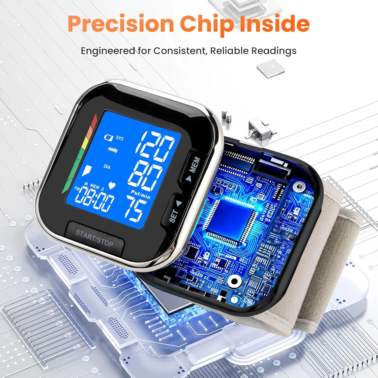 Wrist Blood Pressure Monitor with Backlit LCD & 60 Time-Stamped Memories