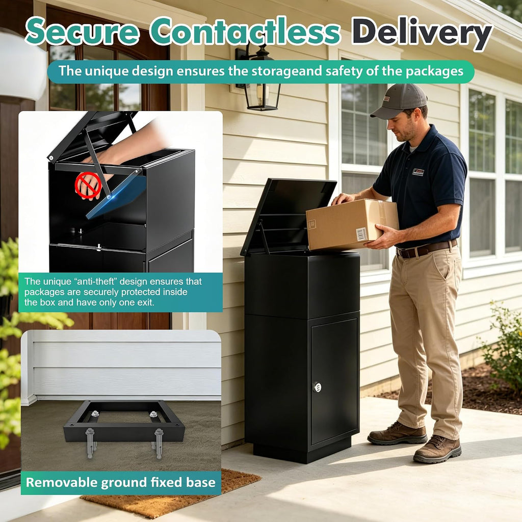 Parcel Drop Box for Outside, Extra Large Package Delivery Box with Secure Storage, Anti-Theft Galvanized