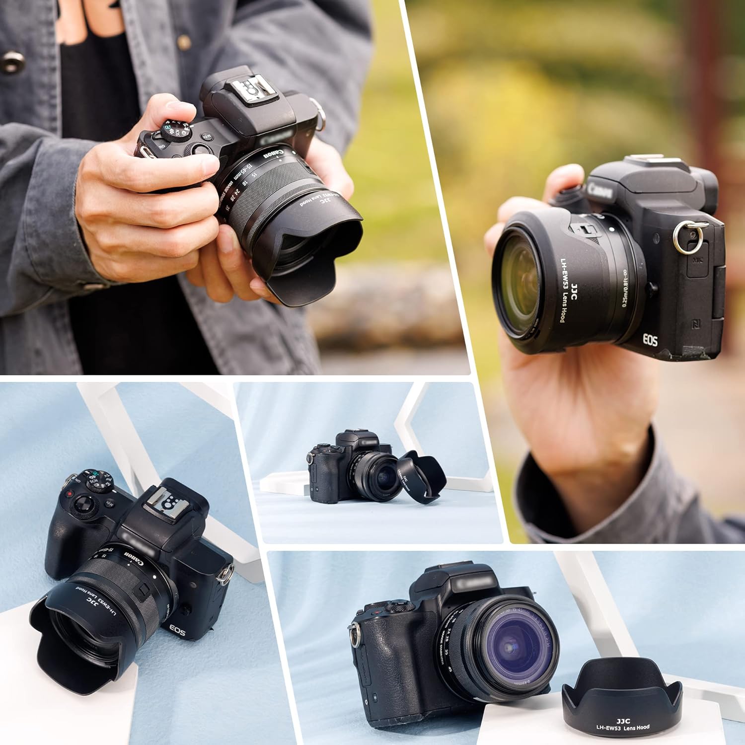 Camera Lens Hood for Canon EF-M 15-45mm & RF-S 18-45mm, Replaces EW-53 | for Canon EOS R100 R50 M50 Mark II M5 M6