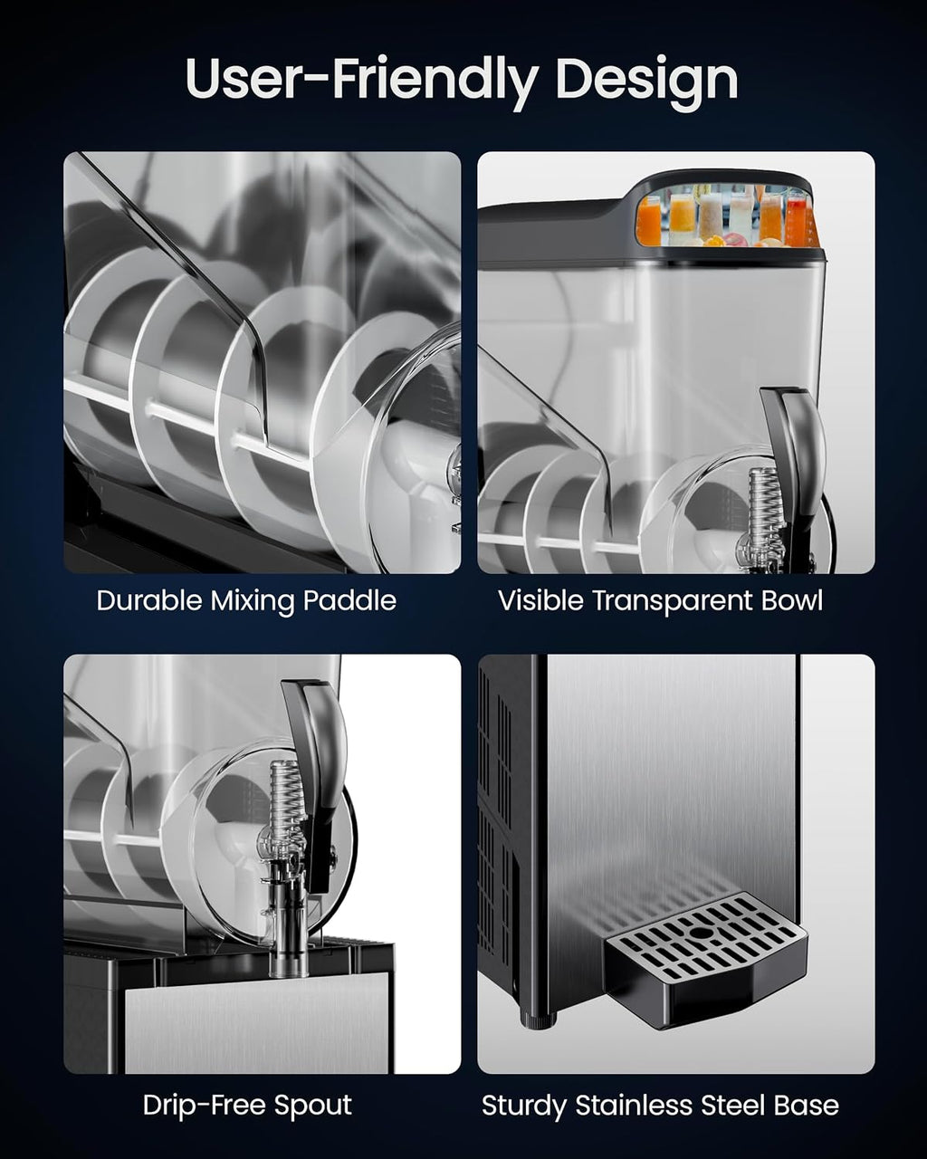 15L Commercial Slushie Machine, Margarita Maker with LED