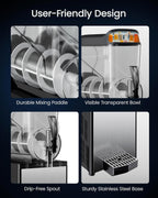 15L Commercial Slushie Machine, Margarita Maker with LED