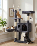 Cat Tree Tower, Scratching Posts with Removable Toys, Cozy Condo, Platform, Hammock, Sisal Scratch Board and Ball for