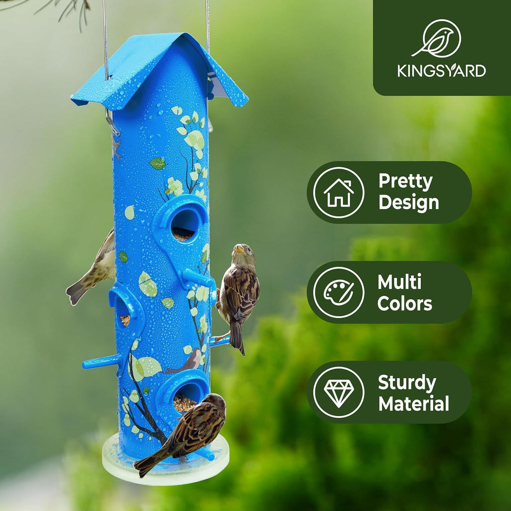 Metal Bird Feeders for Outdoors Hanging, Tube Bird Feeder
