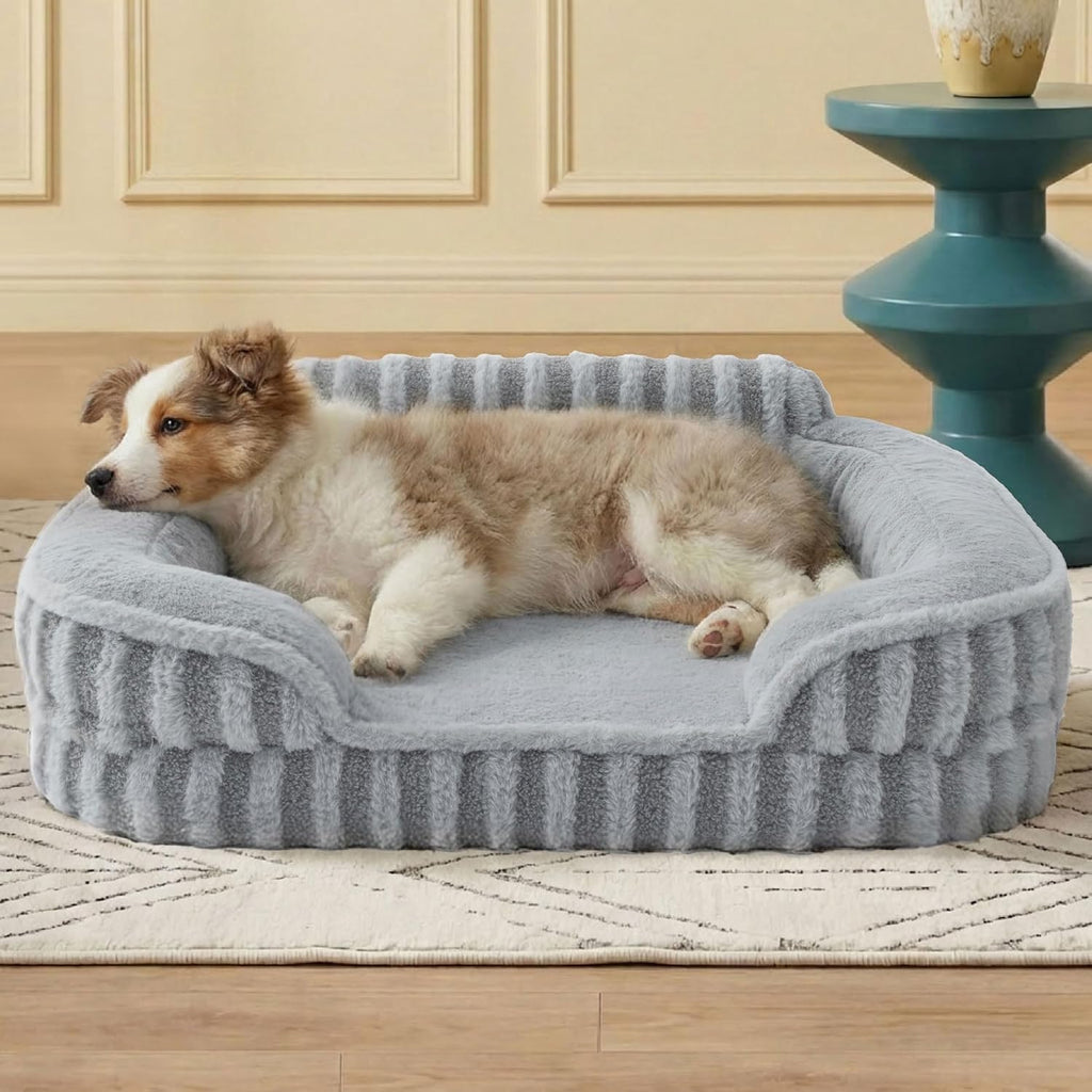 Cute Dog Bed Medium Size Dog, Orthopedic Waterproof Medium Pet Beds with Sides, High Back Non-Slip Bottom and