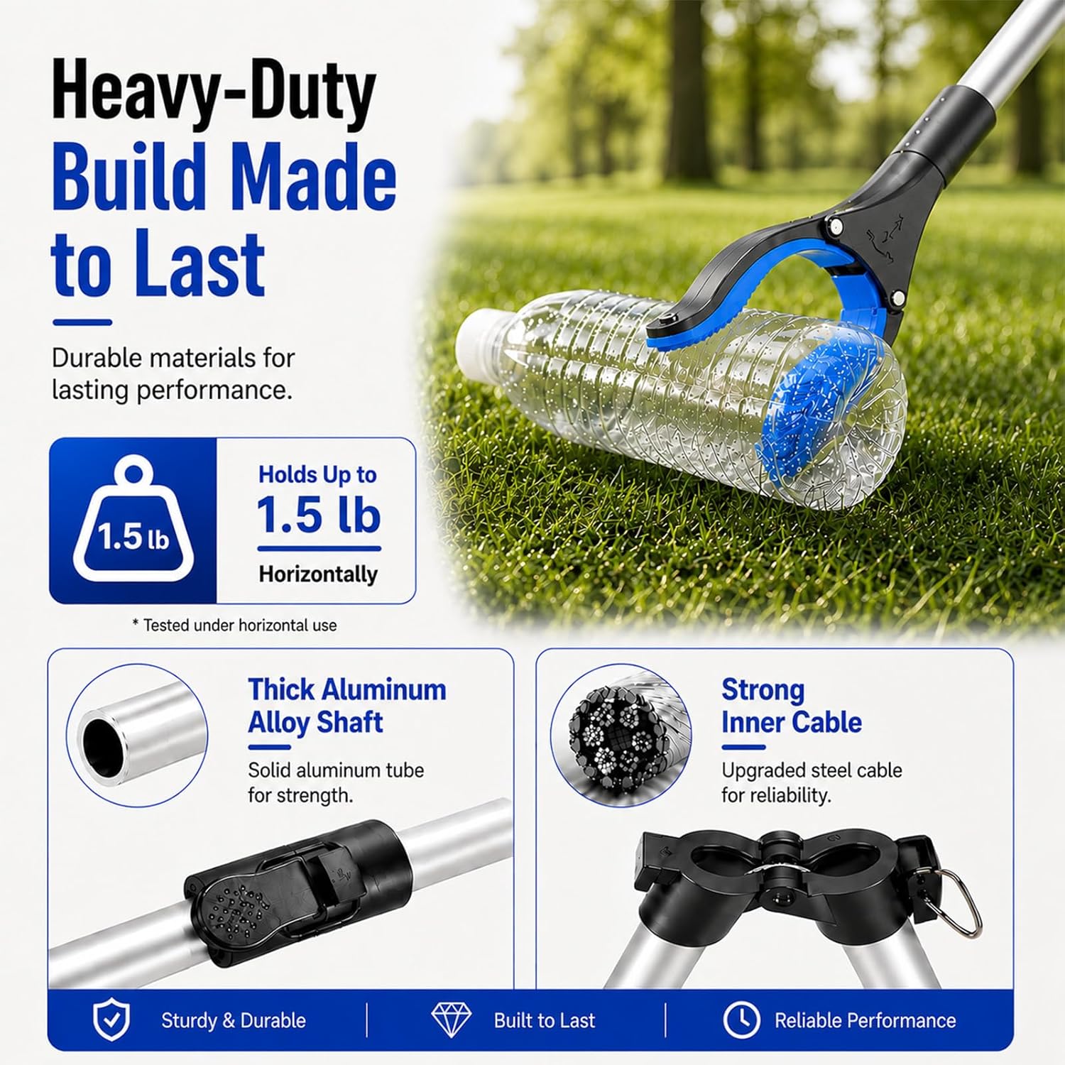 36" Grabber Reacher Tool, 2-Pack Long Reacher Grabber Pickup Tool with 4" Wide Anti-Slip Jaw, 360° Rotating Head and